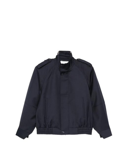Frankie Shop Blue Kelly Epaulette-Detail Zip-Up Jacket