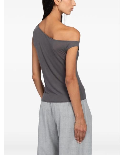 St. Agni Black Asymmetrical Fine-Jersey Top