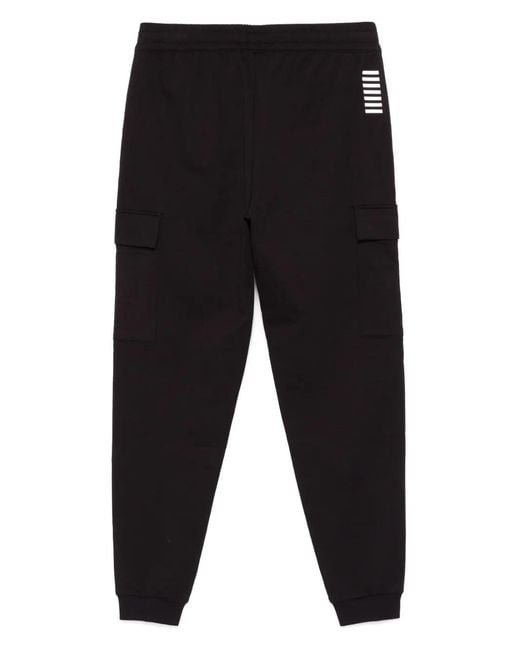 EA7 Black Cotton Cargo Pants for men