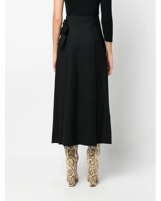Alberta Ferretti Black Buckle-Detail Pleated Skirt