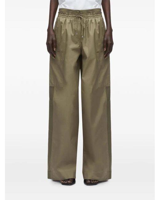 3.1 Phillip Lim Green Double-Waistband Poplin Trousers