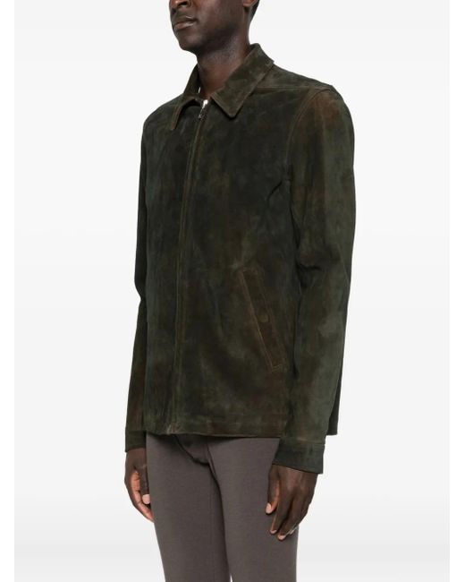 Rick Owens Black Zip-Front Suede Jacket for men