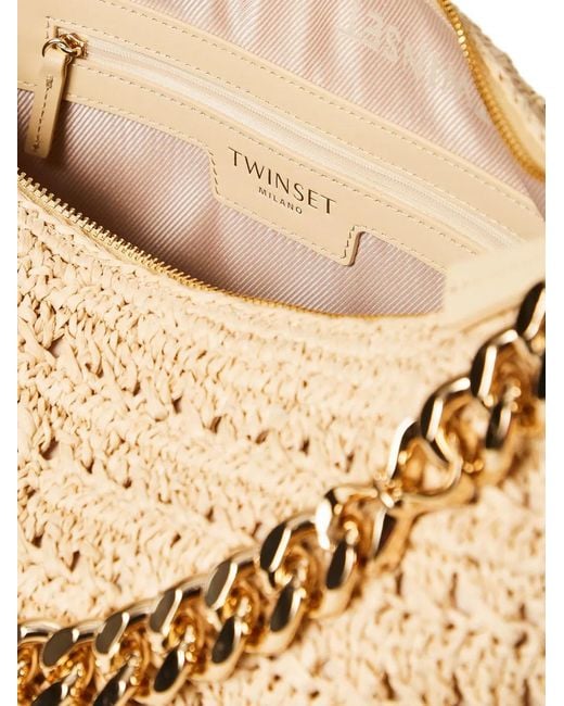 Twinset Natural Large Liliane Woven Shoulder Bag