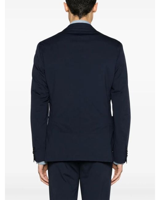 Boss Blue Notched-Lapels Single-Breasted Blazer for men