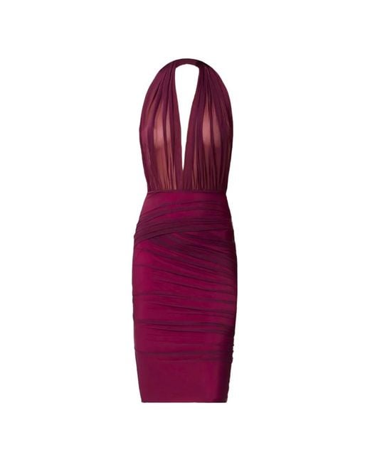 Amazuìn Purple Tamie Halterneck Draped Midi Dress