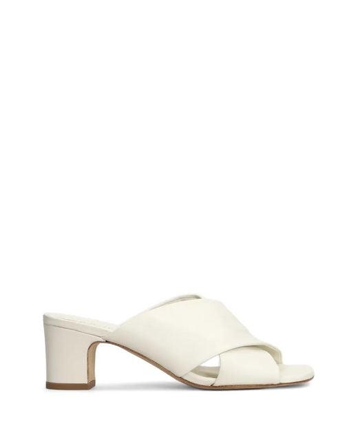 Julie Dee Natural Criss-Cross Leather Mules