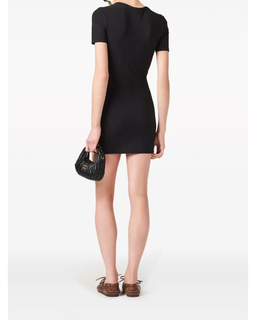 Miu Miu Black Logo-print Short-sleeve Minidress