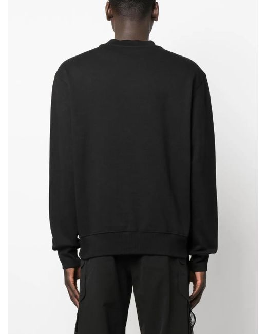 Versace Jeans Couture Black Logo-Print Cotton Sweatshirt for men