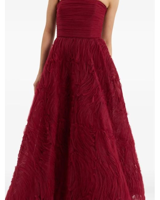 Rebecca Vallance Red Willow Strapless Ruffled Gown
