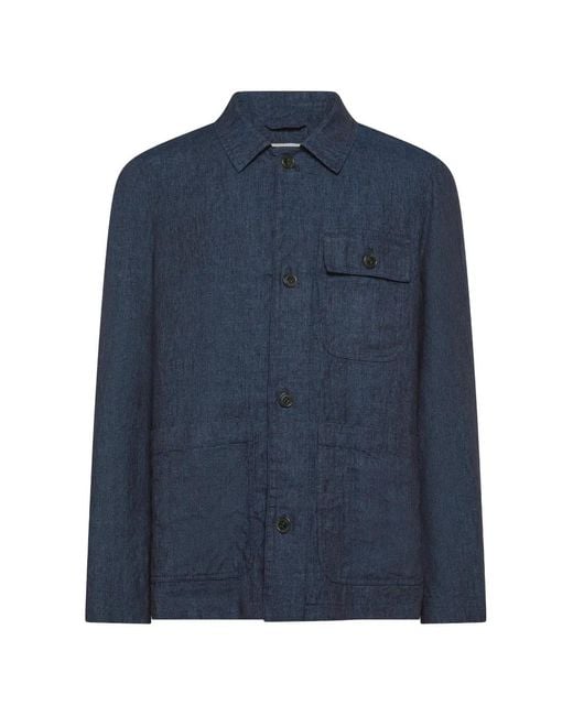 Seventy Blue Flap-Pocket Linen Overshirt for men