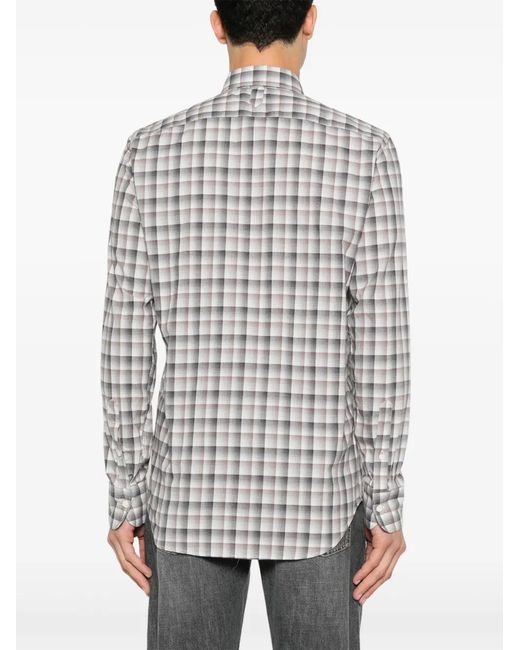 Canali White Checked Shirt for men