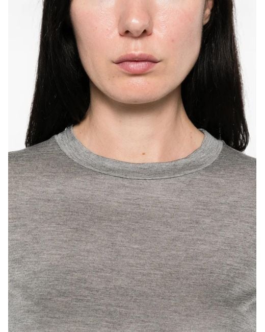 Woc Gray Saran Long-Sleeve Crew-Neck T-Shirt