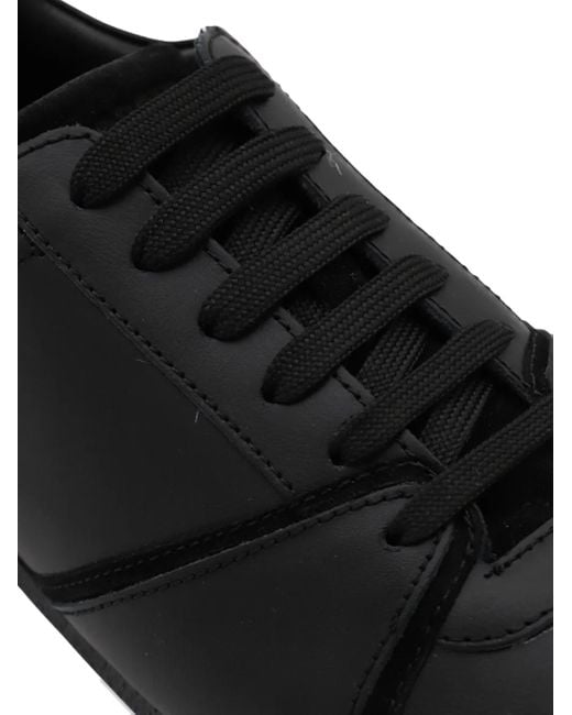 Moschino Black Leather Suede Panel Sneakers for men