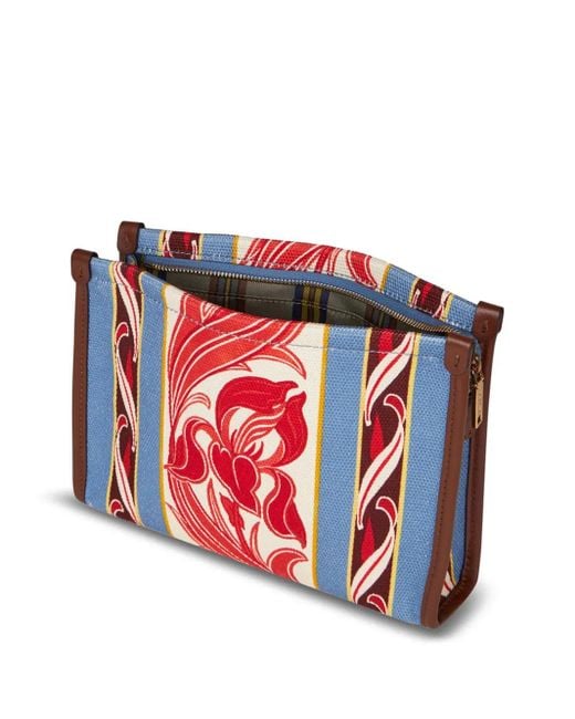 Etro White Canvas-Clutch Mit Abstraktem Print