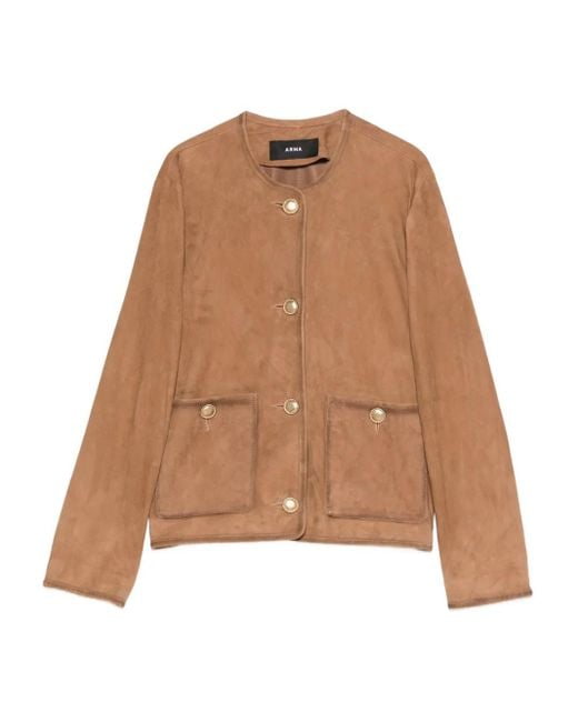 Arma Natural Suede Round-Neck Jacket