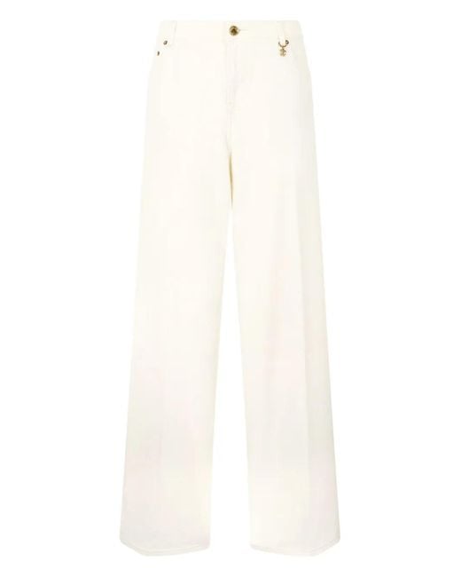 Roberto Cavalli White Python-Print Trousers