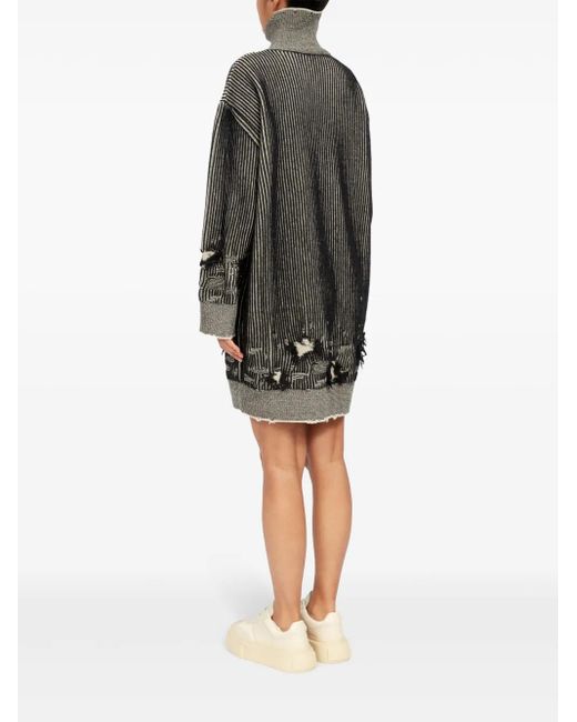 MM6 by Maison Margiela Gray Short Ribbed Wool Dress