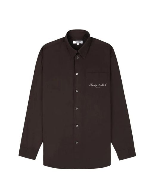 Sporty & Rich Brown Logo-Print Oversized Shirt