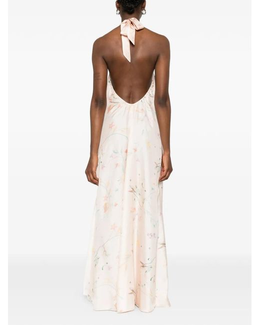 Forte_forte White Tie-Neck Floral-Print Maxi Dress
