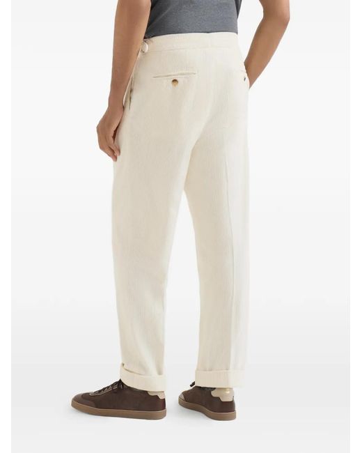 Brunello Cucinelli White Garment-Dyed Trousers for men