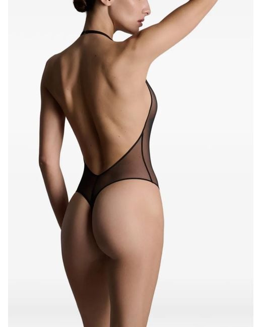 Maison Close Gray 'Amoureuse V-Neck Bodysuit