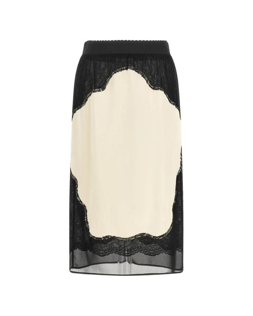 The Attico Black Lace-Insert Midi Skirt