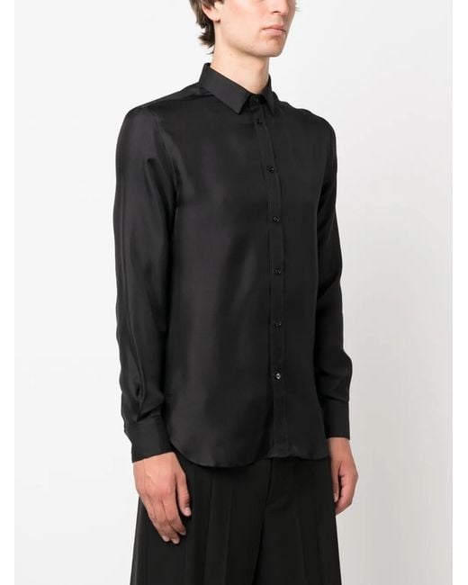 MODES GARMENTS Black Buttoned Silk Shirt