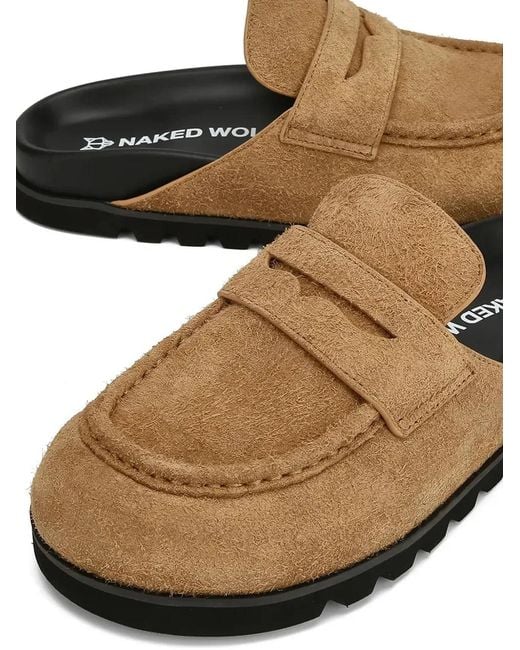 Naked Wolfe White Cord Penny-Strap Suede Slides for men