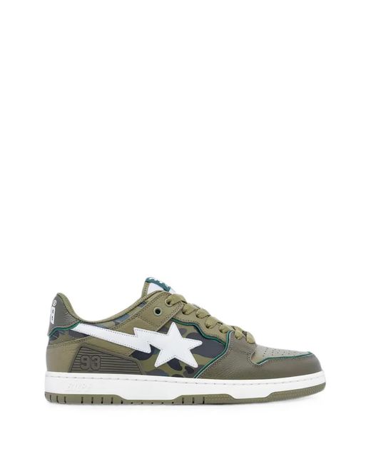 A Bathing Ape Green Sk8 Sta Camouflage-Print Sneakers for men