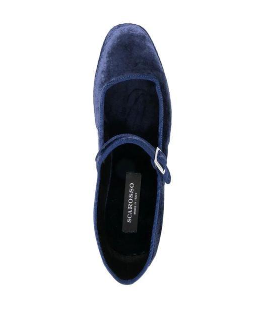 Scarosso Blue Petra Velvet Ballerina Shoes
