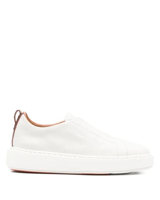 Santoni レザー スリッポンスニーカー White