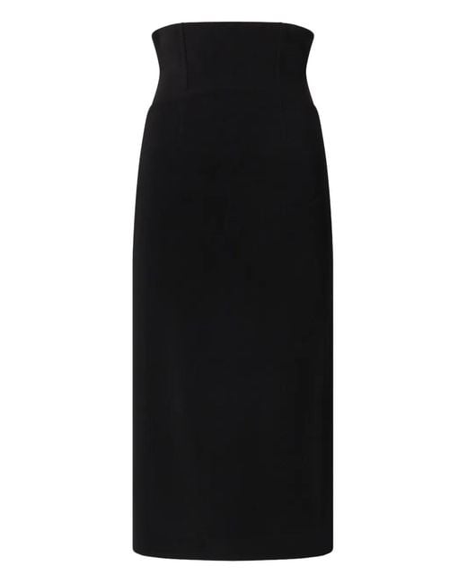 Pinko Black Midi Skirt With Bodice Waist