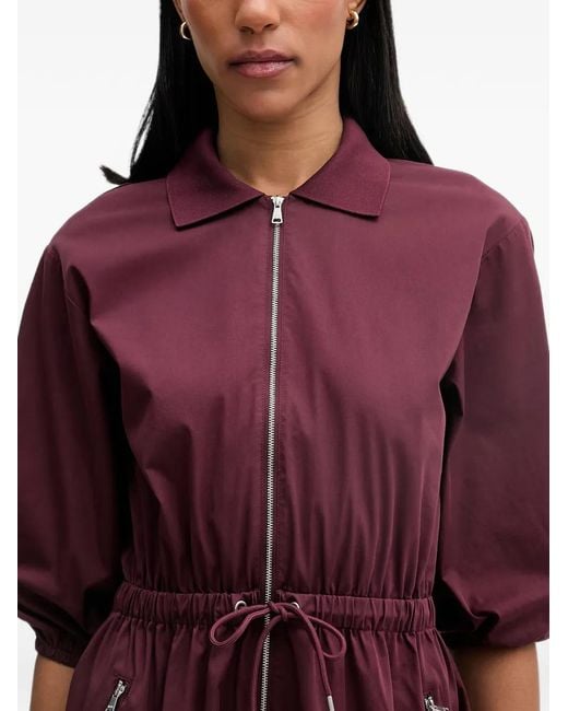 Marc O' Polo Purple Zip-Up Drawstring-Waist Mini Dress