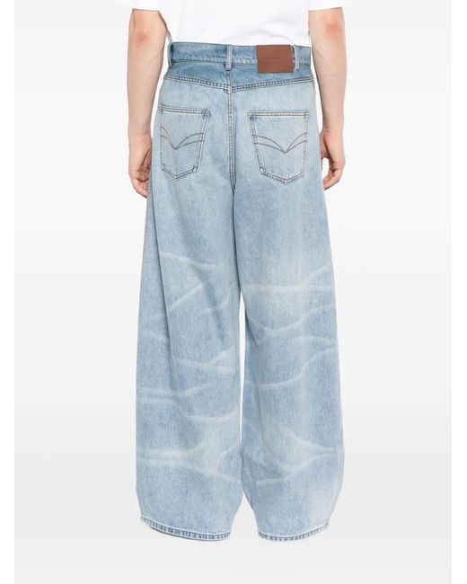 Feng Chen Wang Blue Pattern Wide-Leg Jeans for men