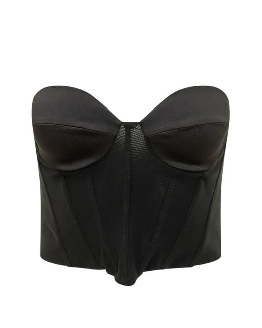 ACTUALEE Black Corset-Style Sweetheart-Neck Top