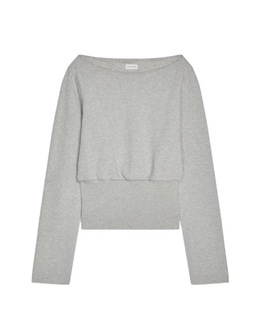 Dries Van Noten Gray Boat-Neck Sweater for men