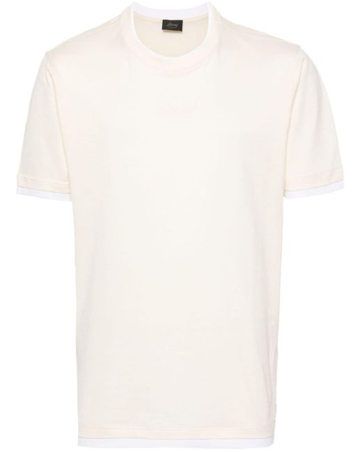 Camiseta a capas con logo bordado Brioni de hombre de color White
