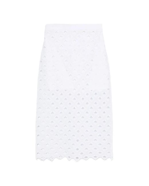 Max Mara White Zorro Cut-Out Midi Skirt