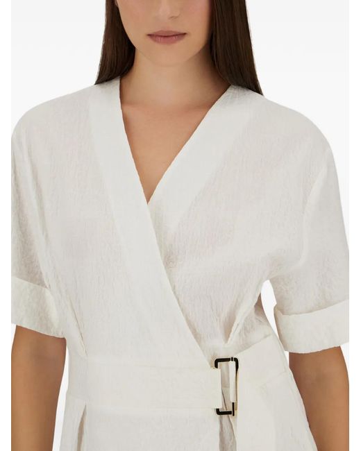 Herno White V-Neck Wrap Dress