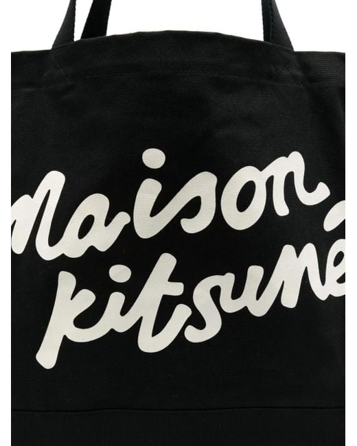 Maison Kitsuné Black Maison Kitsune Handwriting Tote for men
