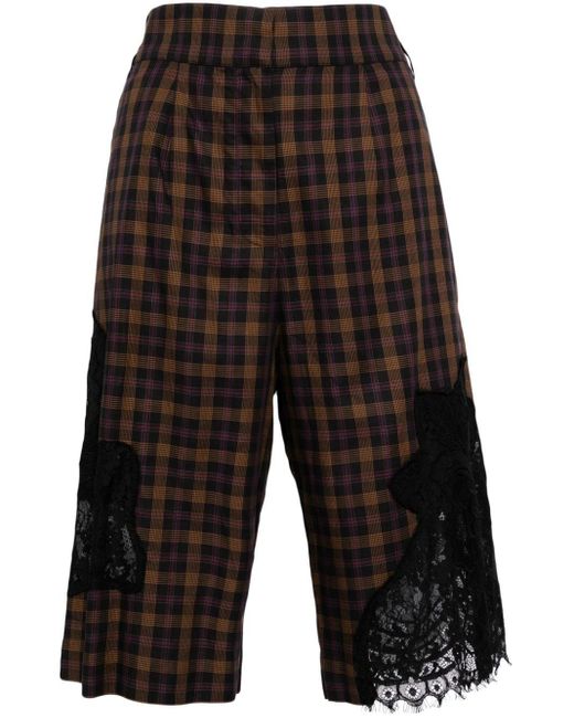 Collina Strada Gray Lace-detailing Cotton Bermuda Shorts