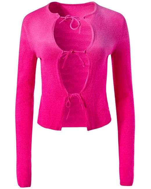 Alejandra Alonso Rojas Pink Tie-Fastening Cashmere Cardigan