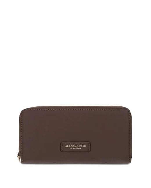 Marc O' Polo Brown Logo-Plaque Zip-Around Wallet