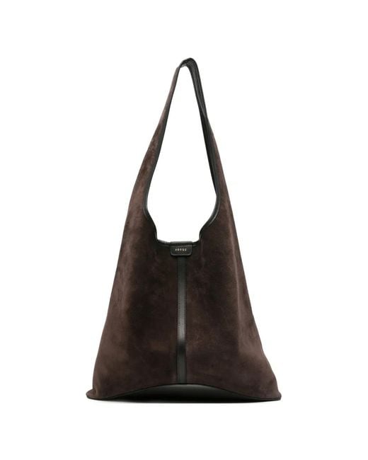 Soeur Black Delice Suede Leather Tote Bag