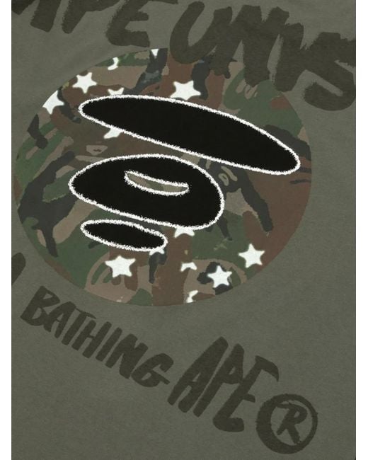 Aape By A Bathing Ape Green Star Camouflage Long-Sleeved Sweatshirt for men