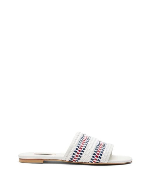 Casadei White Amalfi Woven Flat Sandals