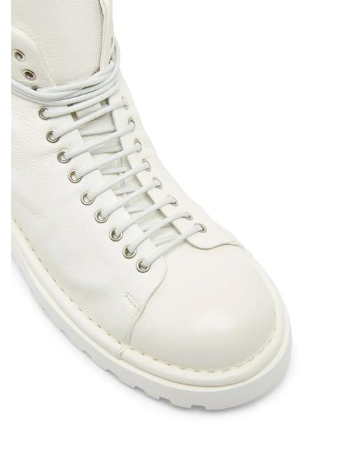 Marsèll White Pallottola Leather Combat Boots