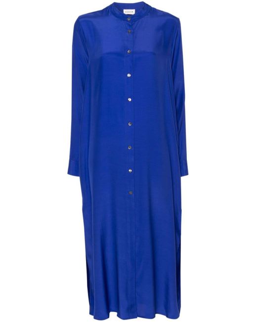 P.A.R.O.S.H. Blue Long-sleeve Silk Dress