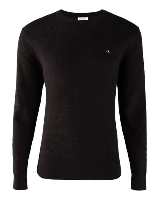 Calvin Klein Black Waffle-Knit Sweater for men
