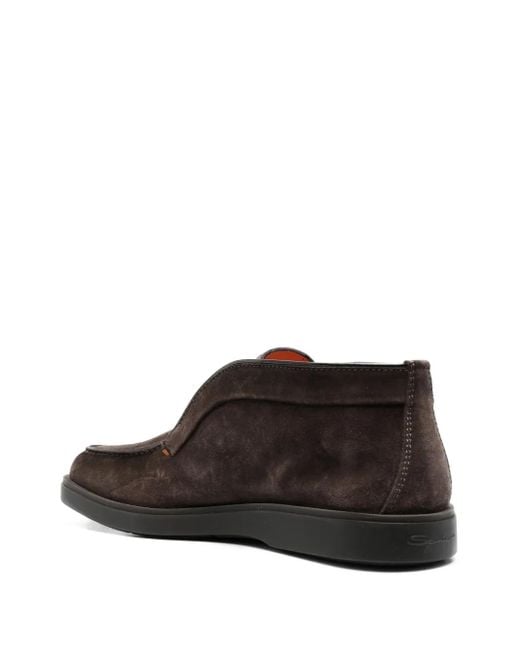 Santoni Brown Suede Loafers for men